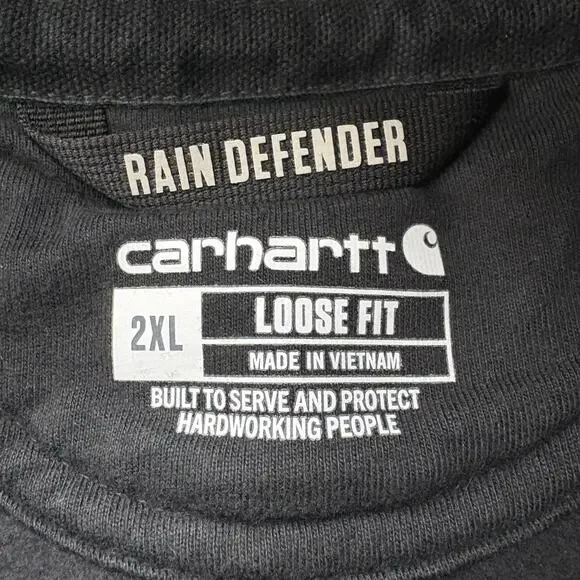 Carhartt Men's Rain Defender Hoodie Loose Fit Black Pullover Workwear Size 2XL - Picture 3 of 8